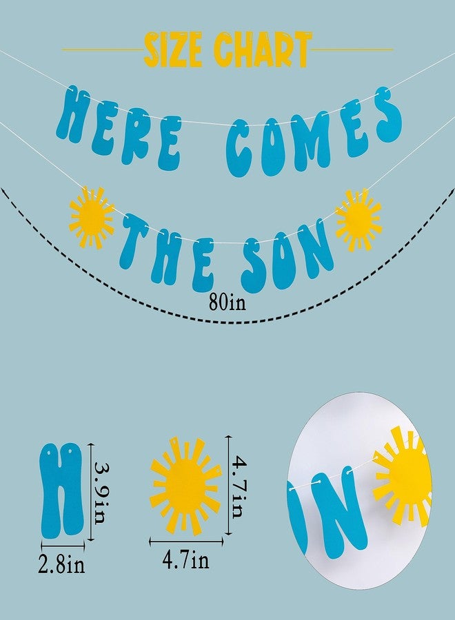 MUWEOL Here Comes the Son Banner- Boy Blue Welcome Little Man Baby Boy Shower Party Decor,Gender Reveal Party Gifts,Sunshine Baby Decorations (The Son card Br blue) - Image 2